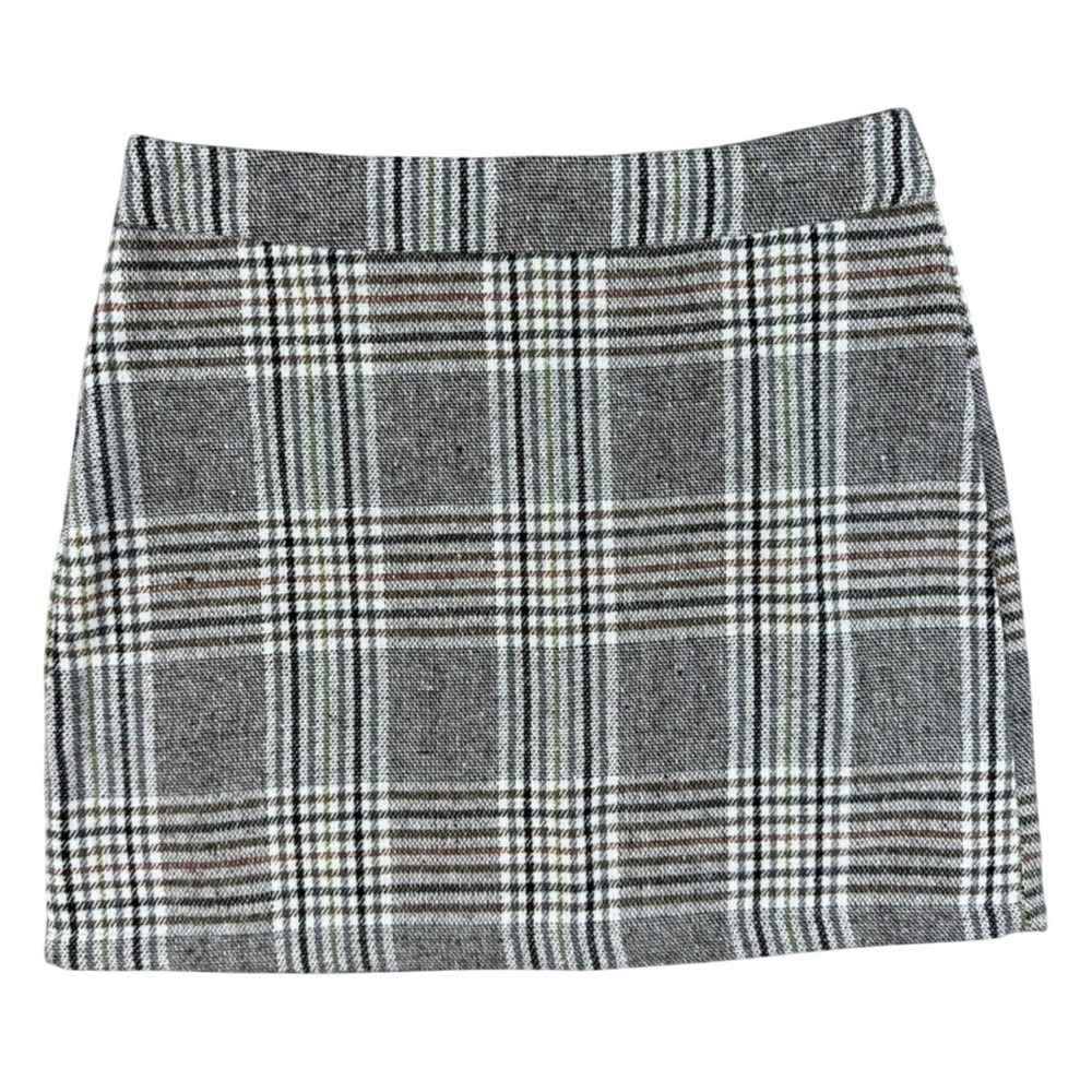 Neutral Tartan Plaid Miniskirt M